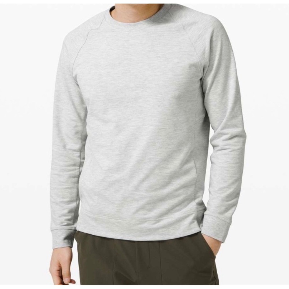 Lululemon Men City Sweat Light Gray Crewneck Top Long Sleeve Sweatshirt XS